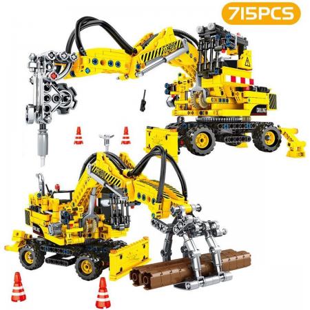 DW4Trading® Bosbouw graaf machine 715 stuks 2 in 1 Lego compatibel
