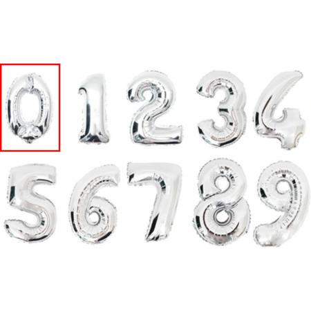 DW4Trading® Cijfer ballon 0 zilver
