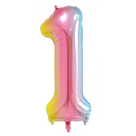DW4Trading® Cijfer ballon 1 regenboog