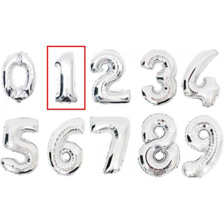 DW4Trading® Cijfer ballon 1 zilver