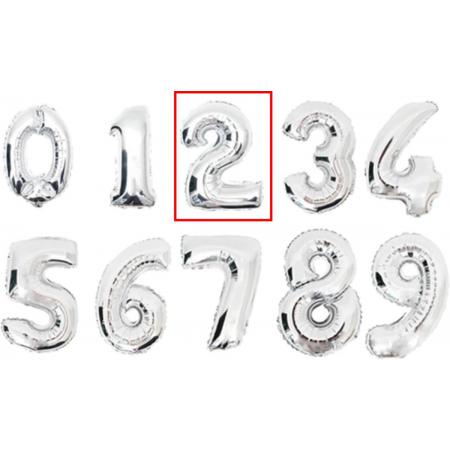 DW4Trading® Cijfer ballon 2 zilver