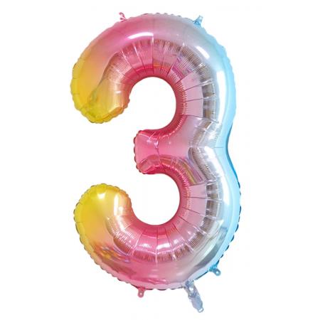 DW4Trading® Cijfer ballon 3 regenboog