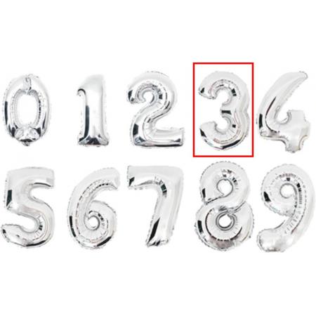 DW4Trading® Cijfer ballon 3 zilver