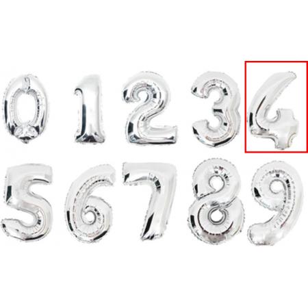 DW4Trading® Cijfer ballon 4 zilver
