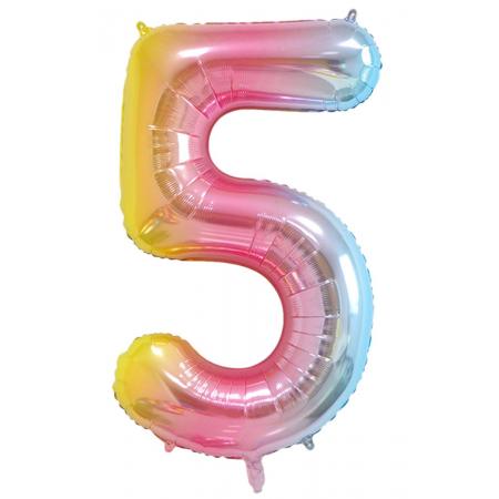 DW4Trading® Cijfer ballon 5 regenboog