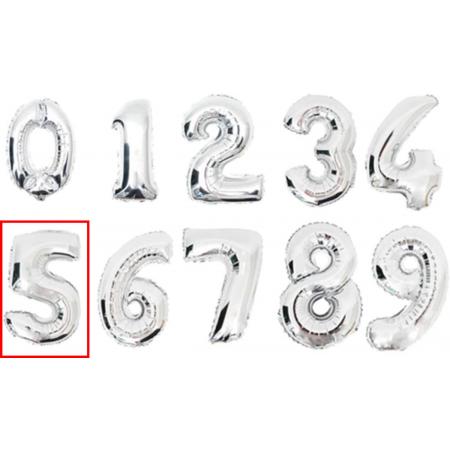 DW4Trading® Cijfer ballon 5 zilver
