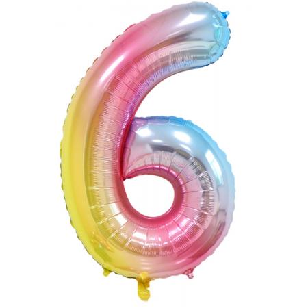 DW4Trading® Cijfer ballon 6 regenboog
