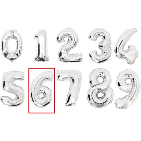 DW4Trading® Cijfer ballon 6 zilver