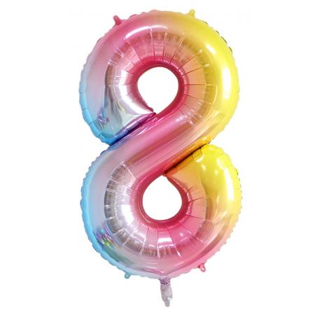 DW4Trading® Cijfer ballon 8 regenboog