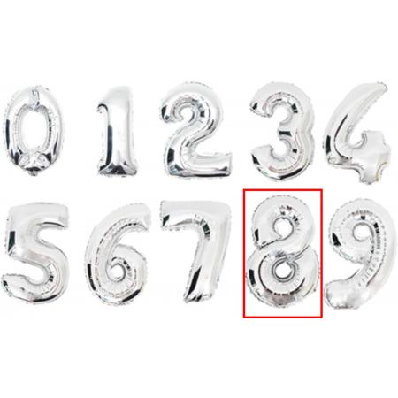 DW4Trading® Cijfer ballon 8 zilver