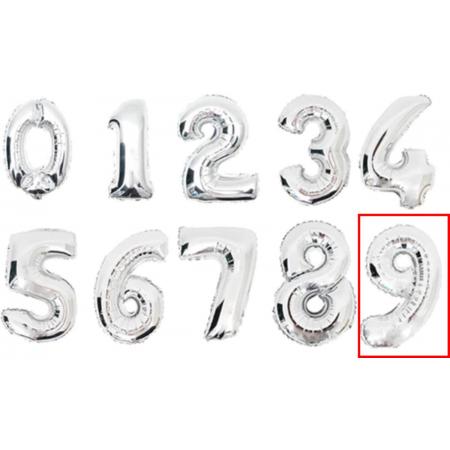 DW4Trading® Cijfer ballon 9 zilver