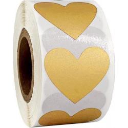 DW4Trading® Stickerrol goud hartje (eigen tekst) 2,5 cm 300 stuks