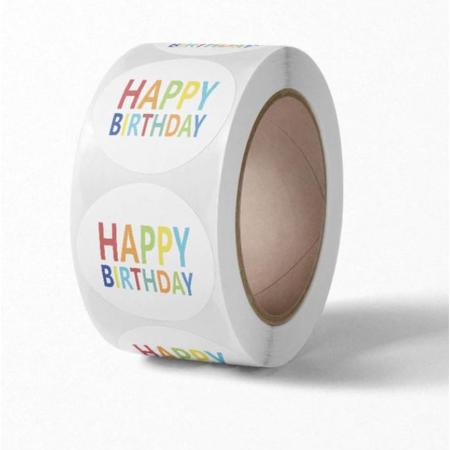 DW4Trading® Stickerrol happy birthday A 2,5 cm 500 stuks
