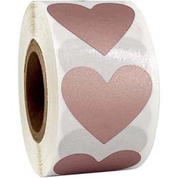 DW4Trading® Stickerrol rose goud hartje (eigen tekst) 2,5 cm 300 stuks