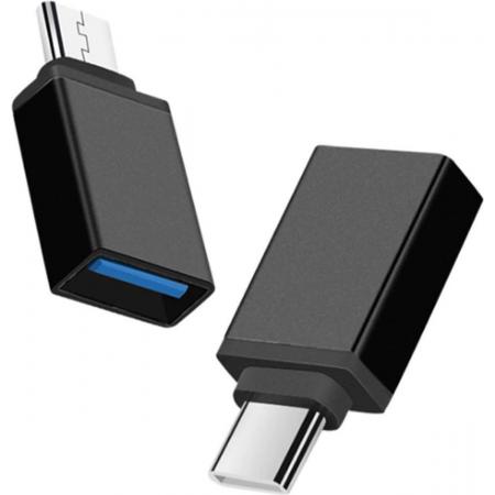 DW4Trading® USB C 3.1 male naar USB A 3.0 female adapter verloop zwart set van 2 stuks