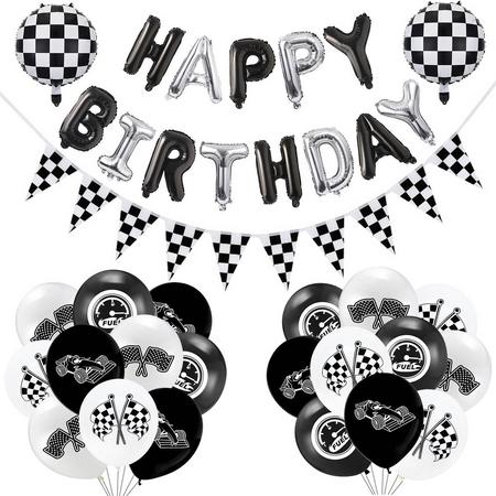 Daily Essentialz - Formule 1 Versiering Ballonnen - Cars Verjaardag - Max Verstappen - Red Bull Racing - Happy Birthday Slinger - Feestversiering - Race Verjaardag - 24 stuks