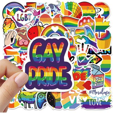 Daily Essentialz Gay Stickers - LGBTQ - Pride - Regenboog Vlag - Gay Pride - Pride Pin - Stickers Volwassenen - Skate stickers - 50 stuks