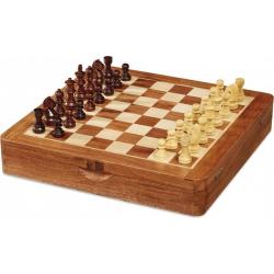 schaakbord magnetisch 25 cm hout bruin/cr√®me 2-delig