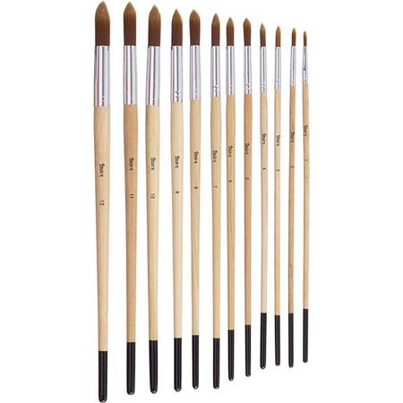 Studio 71 - Brush set brown synthetic round long handle 12pc