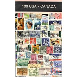 Postzegelpakket - 100 verschillende postzegels USA - Canada