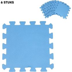 Foam mat - Set van 6 - Onderzeil - Zwembad - Fitness - Spelen - Tegels - Vloerpuzzel - Blauw