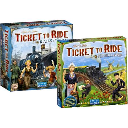 Spelvoordeelset Days of Wonder bordspel Ticket to Ride - Rails & Sails inclusief basisspel & Uitbreiding Ticket to Ride - Nederland
