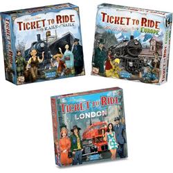 Ticket to Ride Spellenbundel - 3 stuks - Basisspellen Rails and Sails en Europa & Uitbreiding Londen