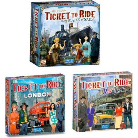 Ticket to Ride Spelvoordeelset inclusief Basisspel Rails and Sails & Uitbreidingen London & New York