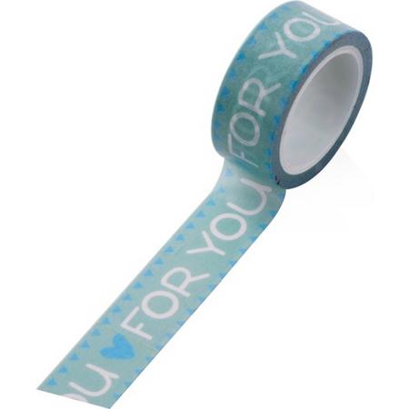 Washi Tape For You Letters Blauw Tekst Hartje 5M