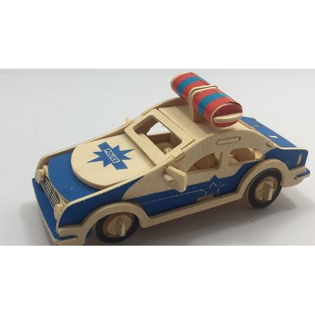 Bouwpakket 3D Puzzel Politieauto Politie- hout