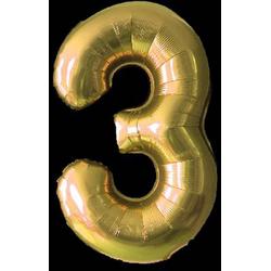Folie ballon, verjaardags ballon, cijfer ballon 3 - 97cm - goud - 10 stuks
