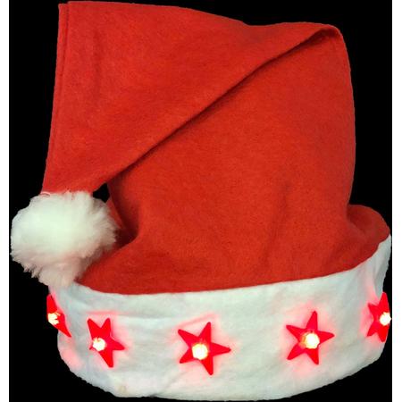 Kerstmuts LED, kerstmis, santa hat LED, lichtgevende basic kerstmuts - 12 stuks