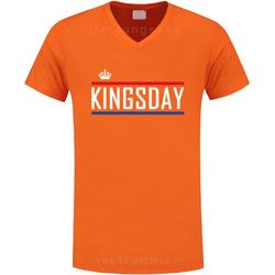 Koningsdag Dames T-Shirt oranje KINGSDAY maat M