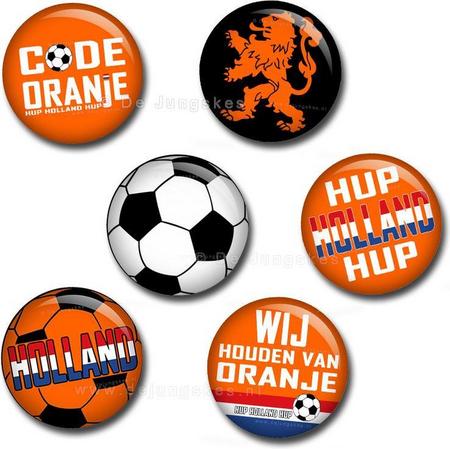 Oranje voetbal buttons 45 mm
