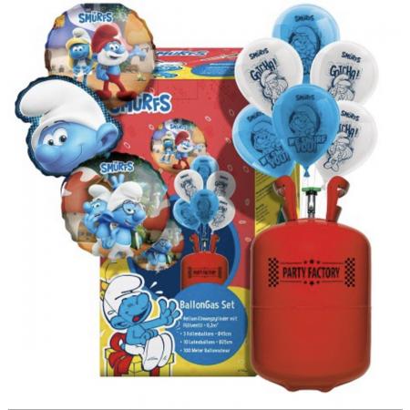 De Smurfen - Ballonnen set met helium - heliumtank - 3 folie ballonnen ø45cm & 10 latex ballonnen ø25cm