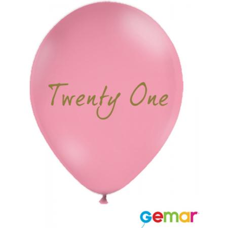 Ballonnen “Twenty One” Pink met opdruk Goud