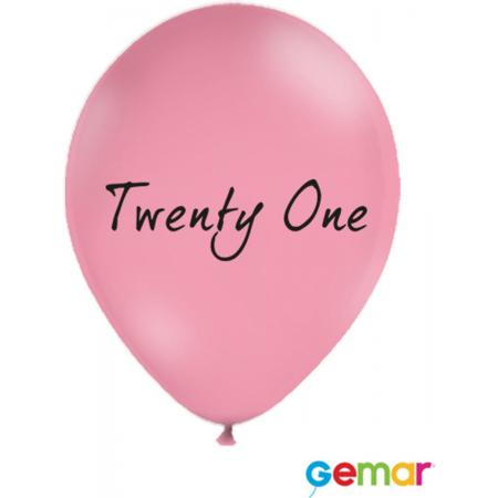 Ballonnen “Twenty One” Pink met opdruk Zwart