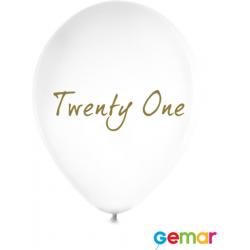 Ballonnen “Twenty One” Wit met opdruk Goud