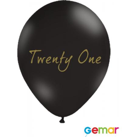 Ballonnen “Twenty One” Zwart met opdruk Goud