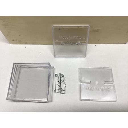 Transparante, vierkante plastic buttons, 5 stuks  Afm. 5,5 x 5,5 cm
