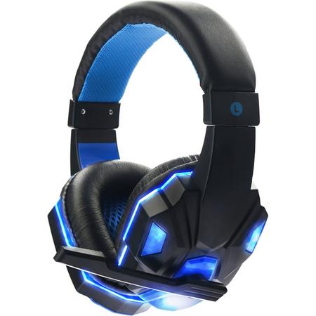 DecoRD Gaming Headset LED Light met Microfoon - Blauw - Noise Cancelling -  Geschikt voor PC en Playstation -