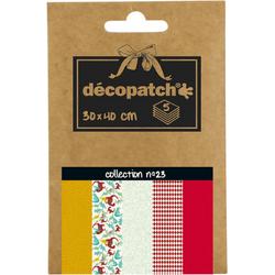 Decopatch Pocket No23 Zak met 5 vellen bedrukt papier 30x40 cm, assorti patroon (Refs 654-736-737-738 en 724)
