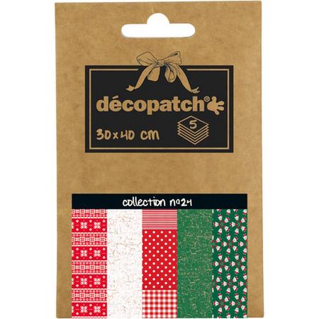 Decopatch Pocket No24 Zak met 5 vellen bedrukt papier 30x40 cm, diverse patronen (ref. 672-444-484-445 en 829)