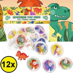Decopatent® Uitdeelcadeaus 12 STUKS Dinosaurus Tollen - Traktatie Uitdeelcadeautjes voor kinderen - Klein Speelgoed Traktaties tol