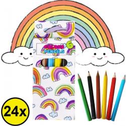  ®   24 STUKS 6-Delige Regenboog Kleurpotloodjes - Traktatie Uitdeelcadeautjes voor kinderen - Klein Speelgoed