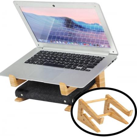 Laptop standaard van Bamboe hout - Houten laptopstandaard - Ergonomische werkplek voor Laptops en Tablets - Notebook - Laptop verhoger / verhoging voor bureau - Decopatent®