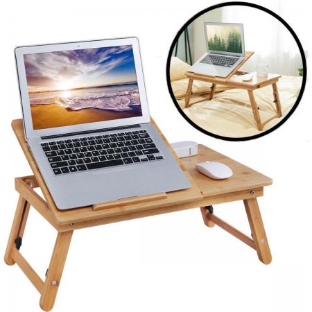 Laptoptafel voor op bed van bamboe hout - Hoogte verstelbaar, kantelbaar & Inklapbaar - Bedtafel voor laptop, boek, tablet - Ontbijt op bed tafel - Decopatent®