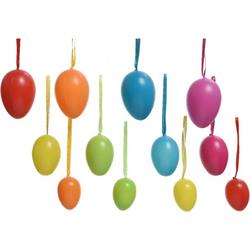 24x Gekleurde plastic/kunststof Paaseieren 6 cm - Paaseitjes voor Paastakken  - Paasversiering/decoratie Pasen