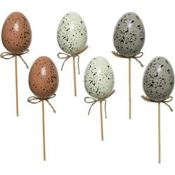 6x Kunststof vogel eieren/paaseieren op steker 36 cm - Paasversiering/decoratie Pasen - Paasstukjes versieren