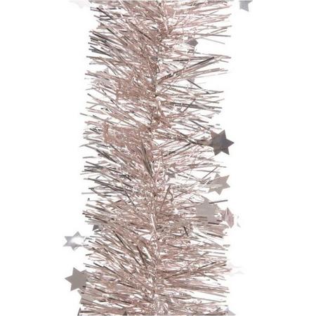 Feestslinger lichtroze met sterren 270 cm - Guirlande folie lametta - Lichtroze feestversieringen